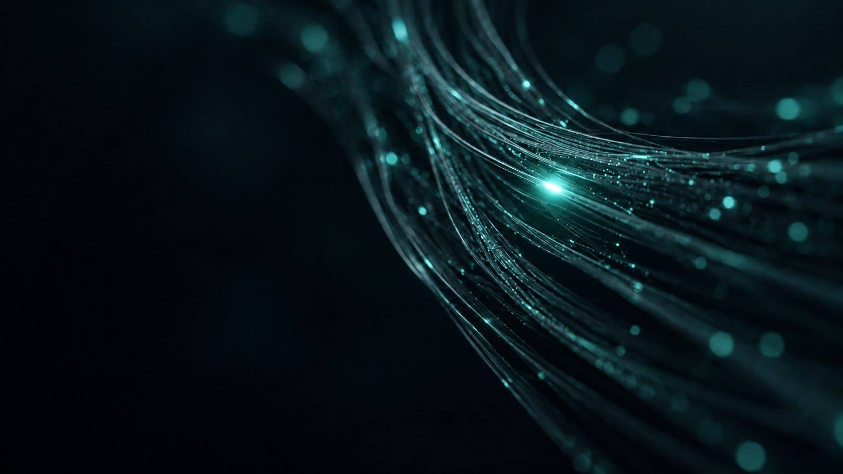 Strands of optical fiber carrying light