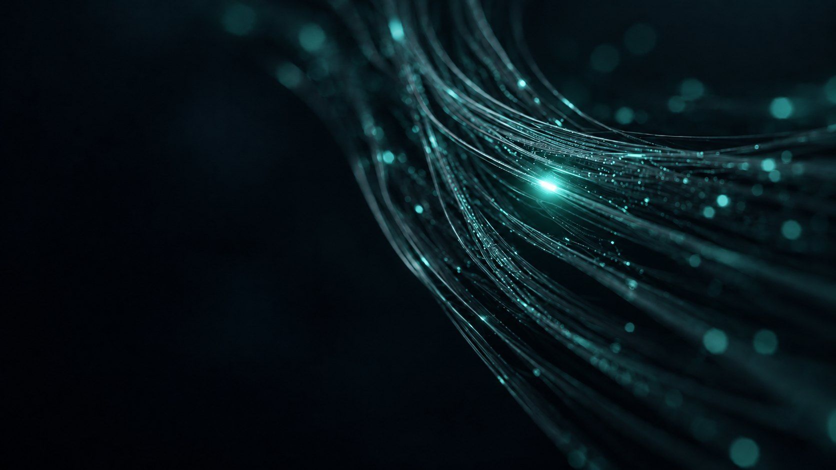 Strands of optical fiber carrying light