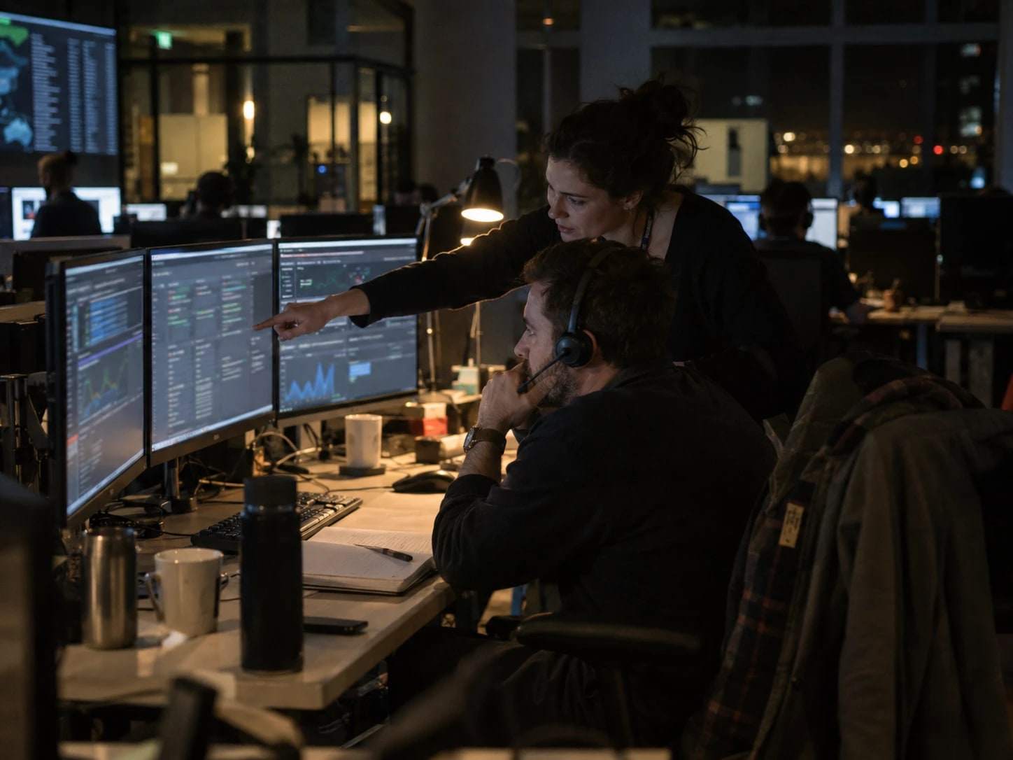 Operators monitoring the grid from a control room
